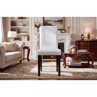 Sunvega Urban Style Leatherette Padded Parson Chair with Solid Wood Legs, Set of 2