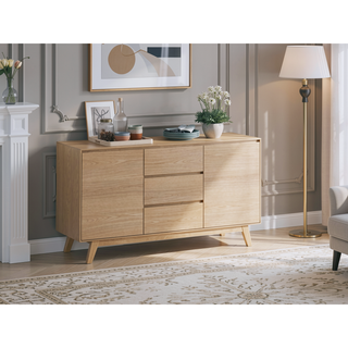 Sunvega Gorge Fabric and Oak Finish Side Chair with Padded Back and Seat Cushions