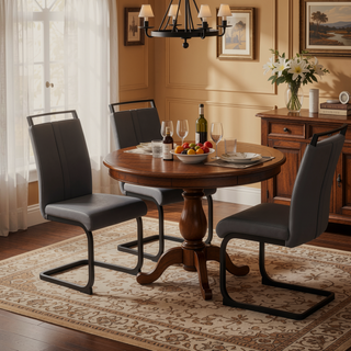 Sunvega Modern Faux Leather Upholstered Dining Chairs with High Back and Metal Legs Set of 2