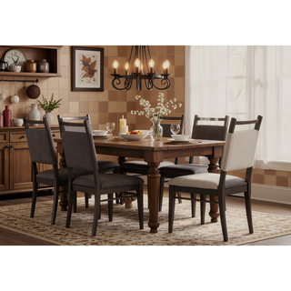 Sunvega Dark Walnut Contemporary Side Chairs with Polyester Upholstered Seat Set of 2