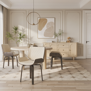 Sunvega Mid-Century Modern Dining Chair with 360° Swivel and PU Leather Upholstery