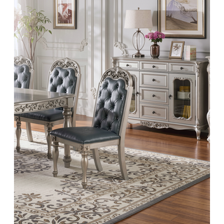 Sunvega Antique Design Silver Grey Finish Rubberwood Formal Dining Table