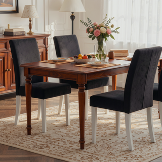 Sunvega Modern Glam Quinara Acrylic Dining Chair with Black Velvet Set of 2