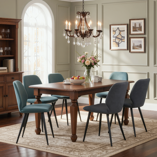 Sunvega Upholstered Dining Chairs with Soft Suede-Style Fabric and Metal Legs Set of 4