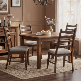 Sunvega Walnut Finish Rectangular Dining Table with Extension Leaf for 8