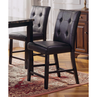 Sunvega Brown Faux Leather Upholstered Cushion Seat Counter Height Chairs Set of 2