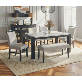 Sunvega Upholstered Dining Bench with Beige Gray Finish and Contemporary Style