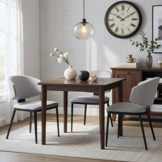 Sunvega Modern PU Leather Upholstered Dining Chairs with Crescent Backrest Set of 2