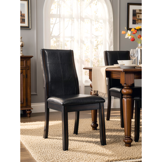 Sunvega Transitional Brown Cherry Espresso Curved Back Leatherette Padded Seat Side Chairs