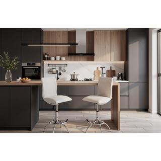 Sunvega Modern Contemporary Swivel Adjustable Bar Stool with PU Texture Soft White