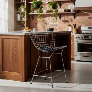 Sunvega Set of Two Polished Chrome Frame PU Leather Bar Stools with Fire-Resistant Upholstery