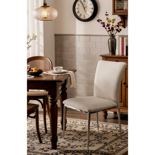 Sunvega Modern Faux Leatherette Side Chair Set of 2 with Soft White Upholstery