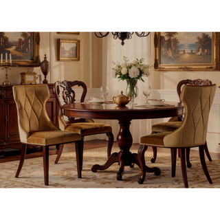 Sunvega Set of 2 Gray Traditional Dining Chairs with Luxurious Velvet Upholstery