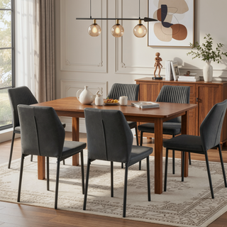 Sunvega PU Leather Dining Chairs Set of 4 with Metal Legs for Modern Kitchen