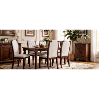 Sunvega Upholstered Dining Chairs Set of 4 with High Back Tufted Detail and Nailhead Trim