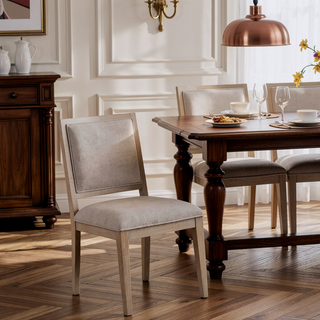 Sunvega Modern Tawny Brown Dining Side Chairs with Ornamental Sunken Panels