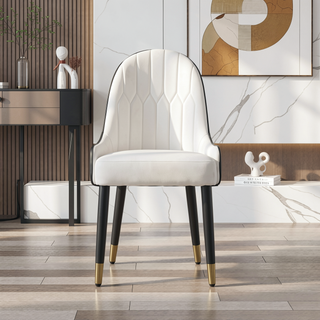 Sunvega Modern PU Leather Chairs with Metal Legs and Curved Backrest for Dining Room