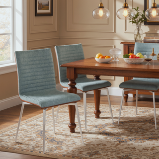 Sunvega Contemporary Swivel Dining Chairs with Walnut Wood Back and Green Fabric