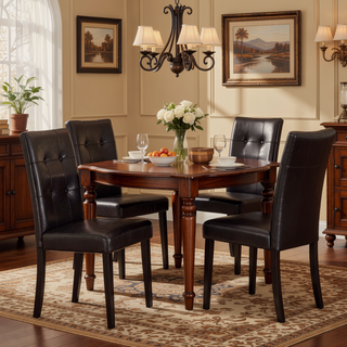 Sunvega Brown Faux Leather Upholstered Cushion Seat Counter Height Chairs Set of 2