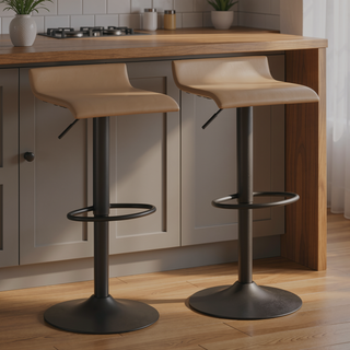 Sunvega Adjustable Antique Metal Industrial Bar Stool with Faux Leather Seat