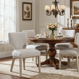 Sunvega Ivory and Champagne Side Chair with Padded Seat and Curved Backrest