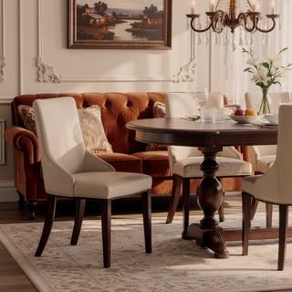 Sunvega Modern Upholstered Dining Chairs Set of 2 in Tan Faux Leather