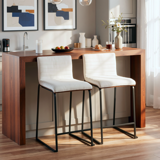 Sunvega Mason Mara 26" Fixed-Height Counter Stool in Black Metal and Walnut Wood