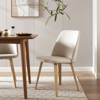 Sunvega Mid-Century Modern Dining Chairs with Upholstered Seat and Backrest Set of 2