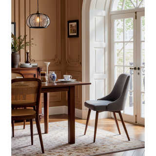 Sunvega Modern Upholstery Dining Chairs Set of 2 with Plush Foam and Wooden-Print Legs