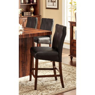 Sunvega Transitional Brown Cherry Leatherette Cushion Seat Counter Height Chairs