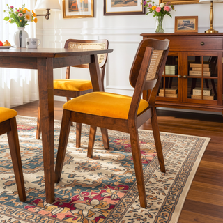 Sunvega Orange Velvet Dining Chair Set of 2 with Armless Design and Solid Wood Frame