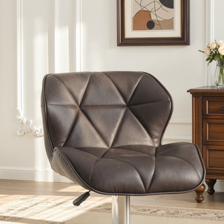 Sunvega Modern Brown Faux Leather Tufted Adjustable Height Kitchen Island Stools Set of 2