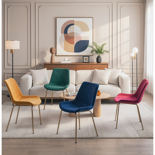 Sunvega Modern Velvet Dining Chair Set of 2 with Golden Plated Legs and Soft Velvet Upholstery