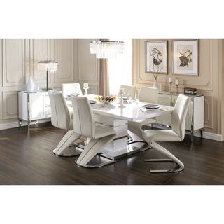 Sunvega Contemporary Style Black Leatherette Dining Chairs with Z-Shaped Chrome Base