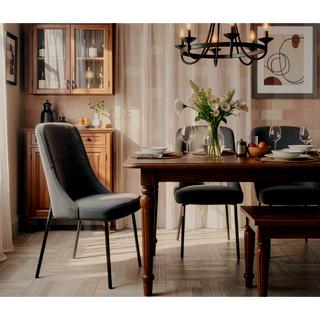 Sunvega Upholstery Boucle Fabric Dining Side Chair Set of 2 Grey