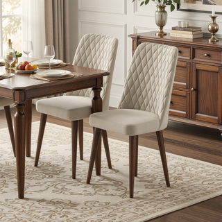 Sunvega Mid-Century Modern Velvet Dining Chair Set of 2 with Solid Wood Frame