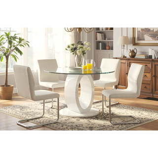 Sunvega Contemporary Black Leatherette High Chairs with Chrome Legs Set of 2