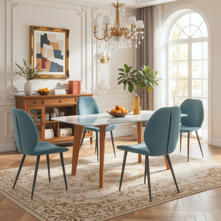 Sunvega Upholstered Dining Chairs with Soft Suede-Style Fabric and Metal Legs Set of 4