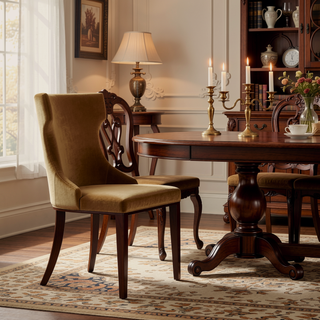 Sunvega Set of 2 Gray Traditional Dining Chairs with Luxurious Velvet Upholstery