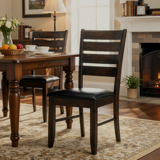 Sunvega Padded Seat Side Chairs with Ladder Back Design and Chunky Straight Legs