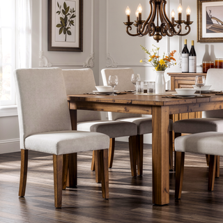 Sunvega Rustic Brown and White 2pc Side Chair with Upholstered Seat and Back