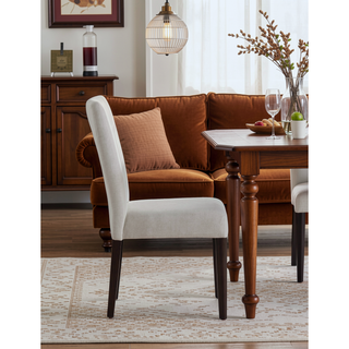 Sunvega White and Brown Finish Contemporary Side Chair with Padded Seat and Back Cushion