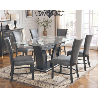 Sunvega Contemporary Glam Upholstered Dining Side Chair with Plush Gray Fabric