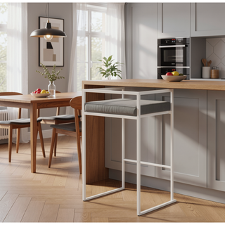 Sunvega Contemporary Stackable Counter Stool with Grey Faux Leather Cushion