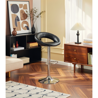 Sunvega Modern Adjustable Height Faux Leather Swivel Stools with Chrome Base Set of 2