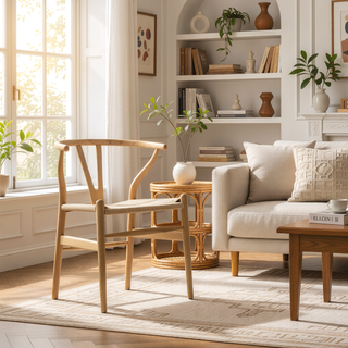 Sunvega Solid Ash Wood Wishbone Chairs with Hand Woven Paper Cord Seat