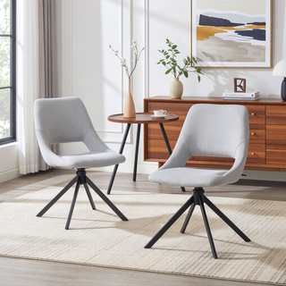 Sunvega Modern PU Leather Swivel Dining Chairs Set of 2 with Auto-Return and High Back