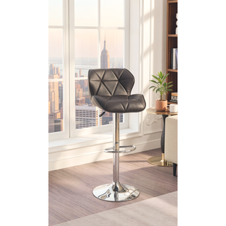 Sunvega Modern Brown Faux Leather Tufted Adjustable Height Kitchen Island Stools Set of 2