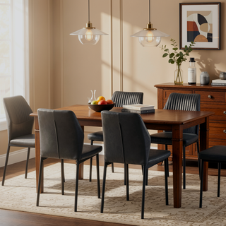 Sunvega PU Leather Dining Chairs Set of 4 with Metal Legs for Modern Kitchen