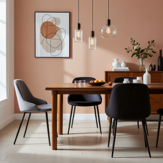 Sunvega Marcel Contemporary Dining Chair with Blue Velvet Upholstery and Black Metal Frame